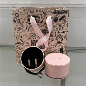 Tous Love Earrings and Artistic Print Bag and Pink Round Box